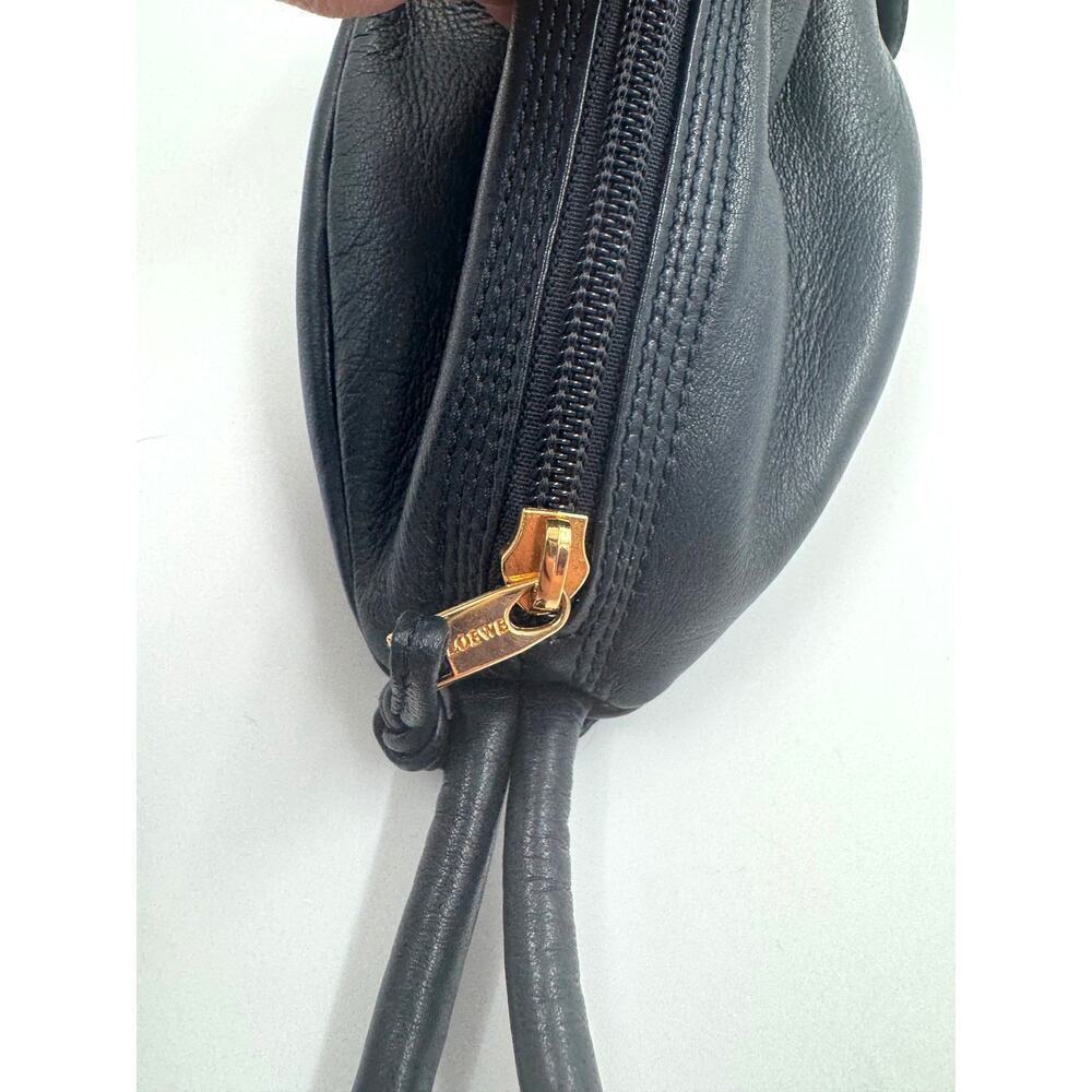 Loewe Anagram Flower Leather Black Wristlet Bag Charm Zipper Closure - Picture 5 of 11